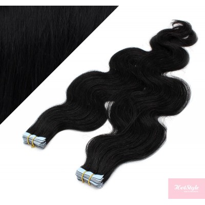 24˝ (60cm) Tape Hair / Tape IN human REMY hair wavy - black