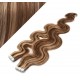 24˝ (60cm) Tape Hair / Tape IN human REMY hair wavy - dark brown / blonde