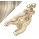 24˝ (60cm) Tape Hair / Tape IN human REMY hair wavy - platinum / light brown
