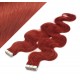 24˝ (60cm) Tape Hair / Tape IN human REMY hair wavy - copper red