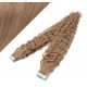 24˝ (60cm) Tape Hair / Tape IN human REMY hair curly - light brown