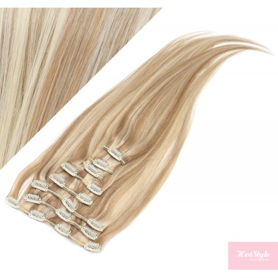 15" (40cm) Clip in human REMY hair 100g - mixed blonde