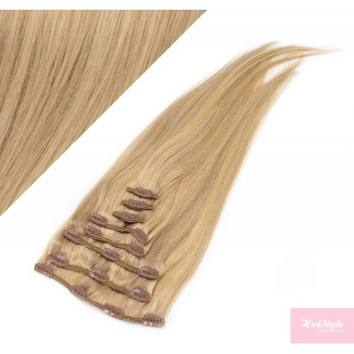 15" (40cm) Clip in human REMY hair 100g - light blonde/natural blonde