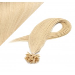 24" (60cm) Nail tip / U tip human hair pre bonded extensions - the lightest blonde