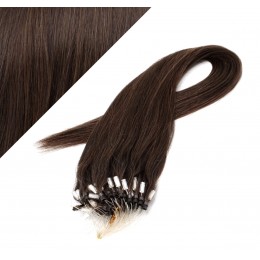 24" (60cm) Micro ring human hair extensions - dark brown
