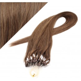 24" (60cm) Micro ring human hair extensions - medium light brown