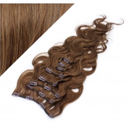 20" (50cm) Clip in wavy human REMY hair - medium brown