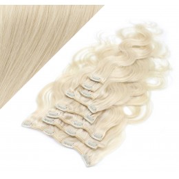 20" (50cm) Clip in wavy human REMY hair - platinum blonde