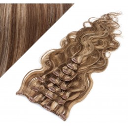 20" (50cm) Clip in wavy human REMY hair - dark brown/blonde