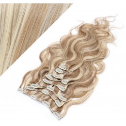 20" (50cm) Clip in wavy human REMY hair - mixed blonde