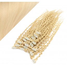 20" (50cm) Clip in curly human REMY hair - the lightest blonde