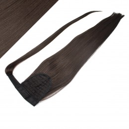 Clip in ponytail wrap / braid hair extension 24" straight - dark brown