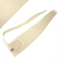 Clip in ponytail wrap / braid hair extension 24" straight - platinum blonde