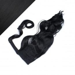 Clip in ponytail wrap / braid hair extension 24" curly - black