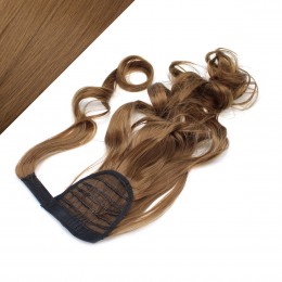 Clip in ponytail wrap / braid hair extension 24" curly - medium brown