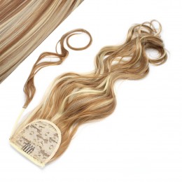 Clip in ponytail wrap / braid hair extension 24" curly - mixed blonde