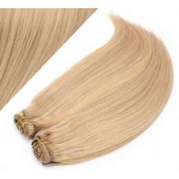 20" (50cm) Deluxe clip in human REMY hair - light blonde / natural blonde