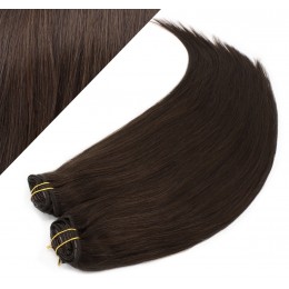 24" (60cm) Deluxe clip in human REMY hair - dark brown