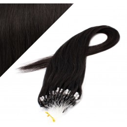 24" (60cm) Micro ring human hair extensions - natural black