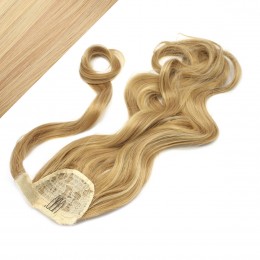 Clip in ponytail wrap / braid hair extension 24" curly - natural/light blonde