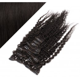 20" (50cm) Clip in curly human REMY hair - natural black