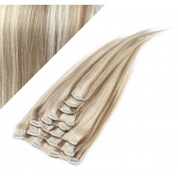 15" (40cm) Clip in human REMY hair - platinum/light brown