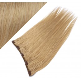 16˝ one piece full head clip in hair weft extension straight – natural blonde