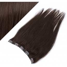 20˝ one piece full head clip in hair weft extension straight – dark brown