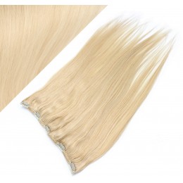 24˝ one piece full head clip in hair weft extension straight – the lightest blonde