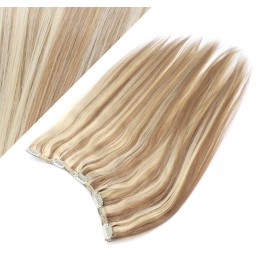 24˝ one piece full head clip in hair weft extension straight – mixed blonde