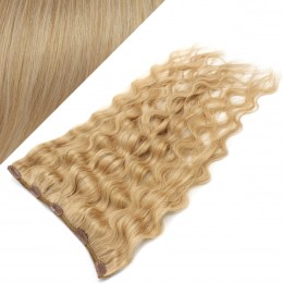 16˝ one piece full head clip in hair weft extension wavy – natural blonde