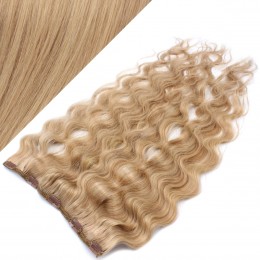 16˝ one piece full head clip in hair weft extension wavy – light blonde / natural blonde