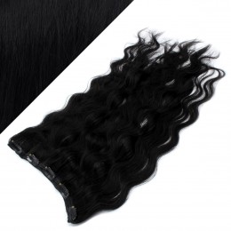 20˝ one piece full head clip in hair weft extension wavy – black