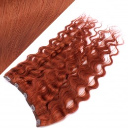 20˝ one piece full head clip in hair weft extension wavy – copper red