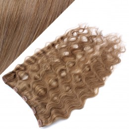 24˝ one piece full head clip in hair weft extension wavy – light brown