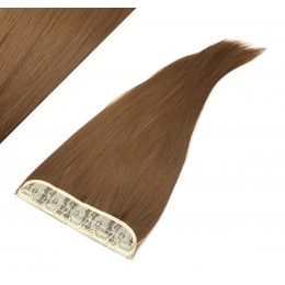 24˝ one piece full head clip in kanekalon weft extension straight – medium brown