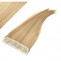 24˝ one piece full head clip in kanekalon weft extension straight – light blonde / natural blonde