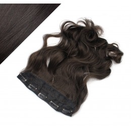 24˝ one piece full head clip in kanekalon weft extension wavy – natural black