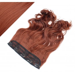 24˝ one piece full head clip in kanekalon weft extension wavy – copper red