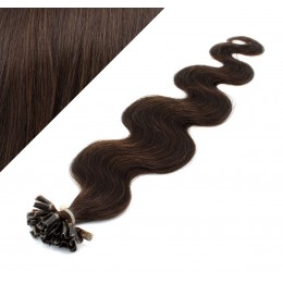 20" (50cm) Nail tip / U tip human hair pre bonded extensions wavy – dark brown