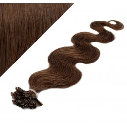 20" (50cm) Nail tip / U tip human hair pre bonded extensions wavy – medium brown