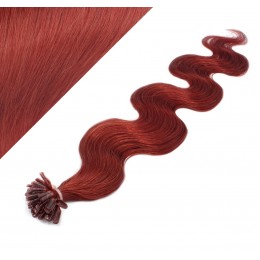 20" (50cm) Nail tip / U tip human hair pre bonded extensions wavy – copper red