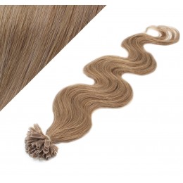 24" (60cm) Nail tip / U tip human hair pre bonded extensions wavy - light brown