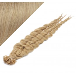 20" (50cm) Nail tip / U tip human hair pre bonded extensions curly – natural blonde