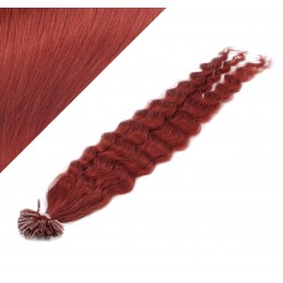 20" (50cm) Nail tip / U tip human hair pre bonded extensions curly – copper red