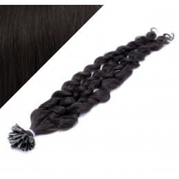 24" (60cm) Nail tip / U tip human hair pre bonded extensions curly - natural black