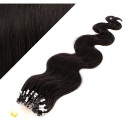 20" (50cm) Micro ring human hair extensions wavy- natural black