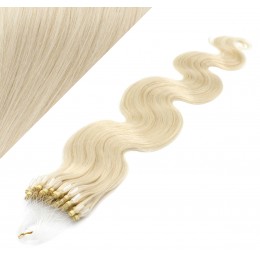 20" (50cm) Micro ring human hair extensions wavy- platinum blonde