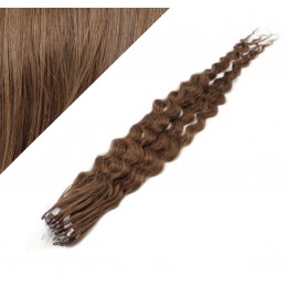 20˝ (50cm) Micro ring human hair extensions curly- medium light brown