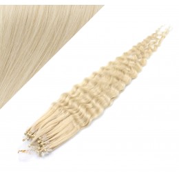 20˝ (50cm) Micro ring human hair extensions curly- platinum blonde